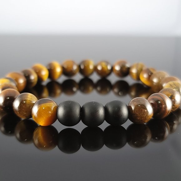 Tiger Eye Gem Stone Bead Bracelet Energy Healing - Picture 1 of 2